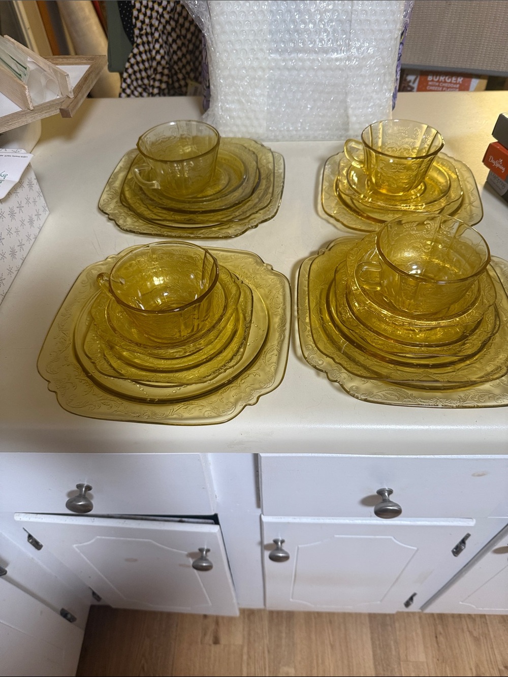 Vintage Amber Glass Dinnerware Set - 4 Place Settings